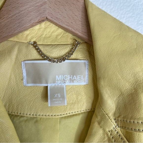 MICHAEL KORS Leather Moto Jacket Sunbeam Yellow - Picture 6 of 7